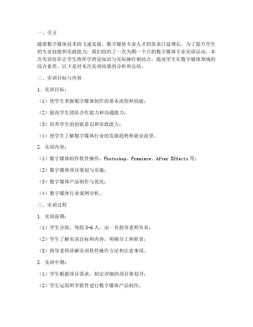 数媒实训结果分析报告总结