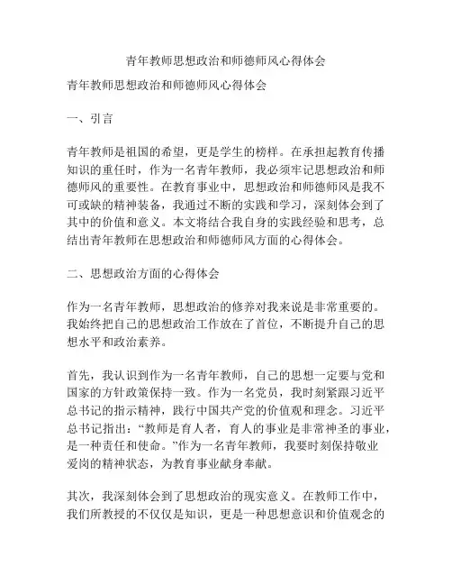 青年教师思想政治和师德师风心得体会