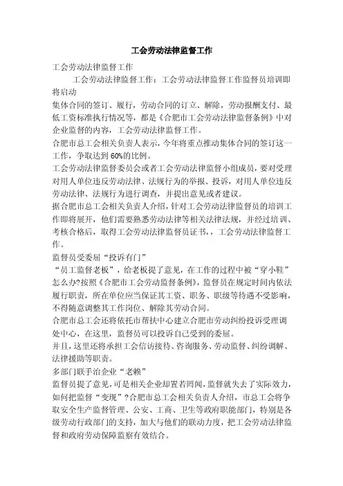 工会劳动法律监督工作（精简版）