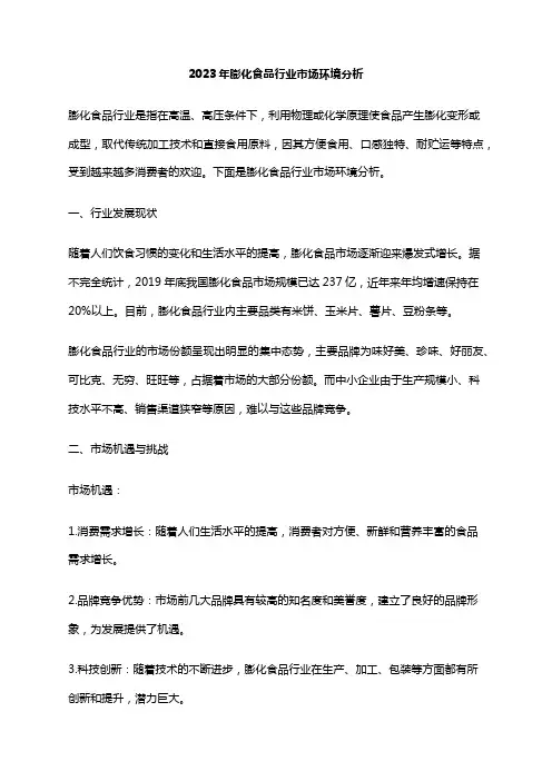 2023年膨化食品行业市场环境分析