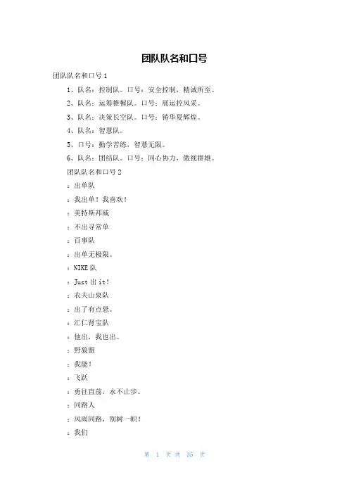 团队队名和口号