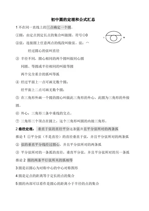 初中圆的定理和公式汇总