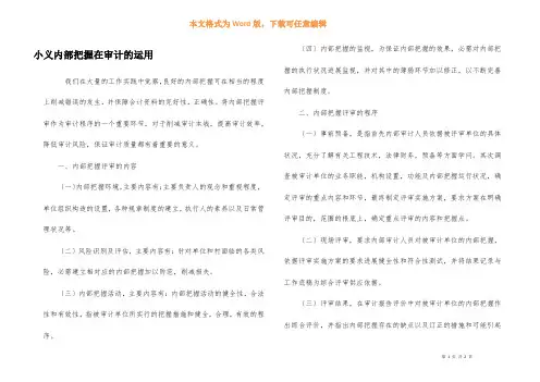小义内部控制在审计的运用