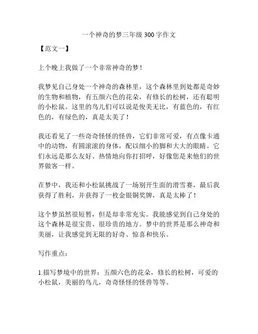 一个神奇的梦三年级300字作文