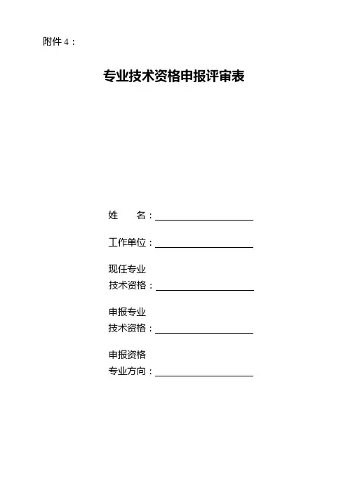 职称申报相关表格(挂网)9专业技术资格申报评审表