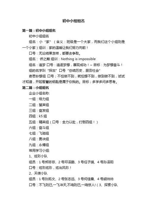 初中小组组名