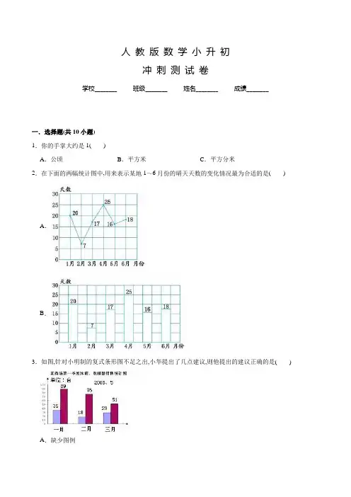 人教版六年级数学小升初考试卷含答案