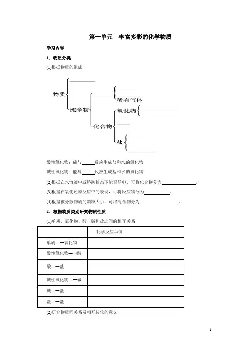 第一单元 丰富多彩的化学物质  学生版版
