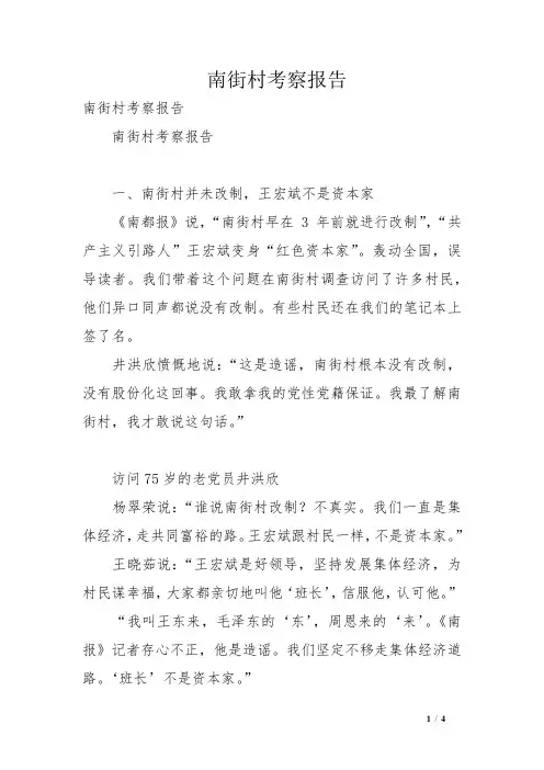 南街村考察报告