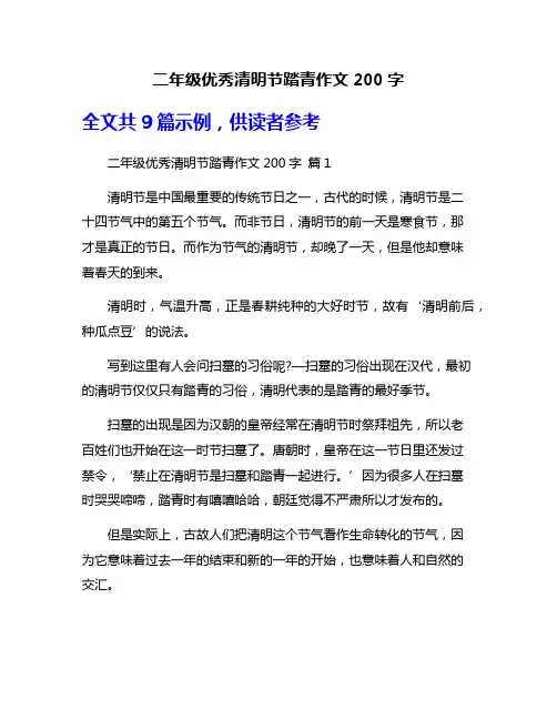 二年级优秀清明节踏青作文200字