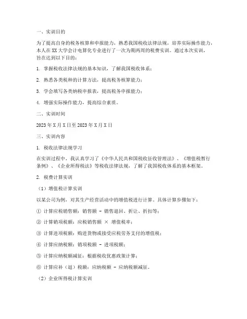 税费实训报告范文