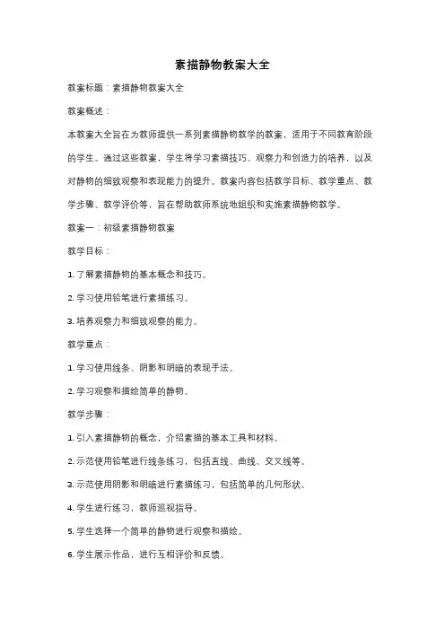 素描静物教案大全