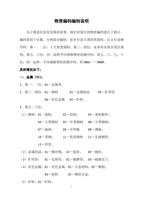 最新物资编码编制说明