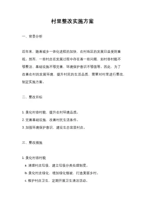 村里整改实施方案