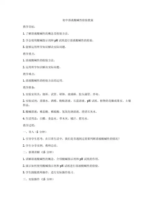 初中溶液酸碱性检验教案