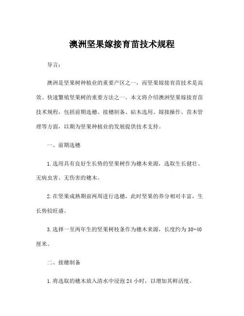 澳洲坚果嫁接育苗技术规程
