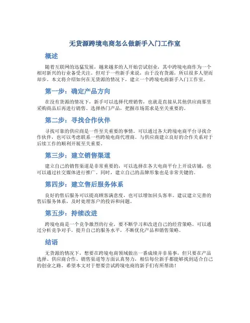 无货源跨境电商怎么做新手入门工作室
