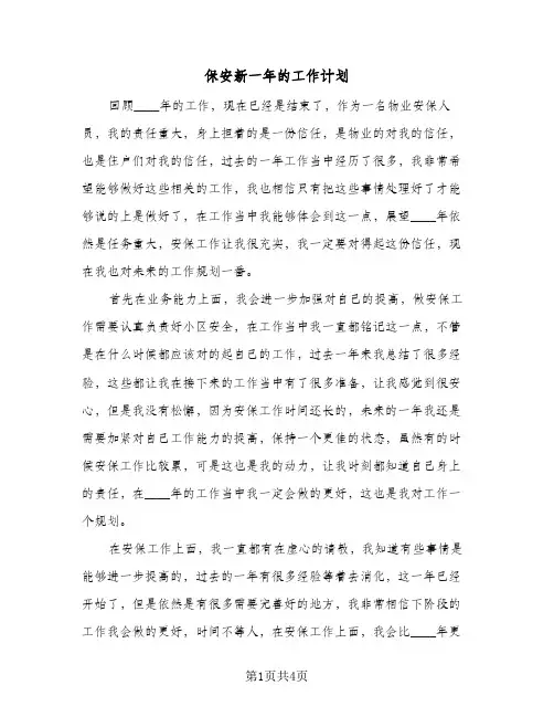 保安新一年的工作计划（2篇）