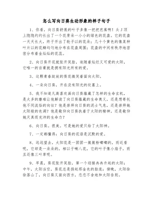 怎么写向日葵生动形象的样子句子