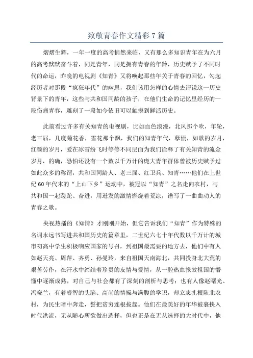 致敬青春作文精彩7篇