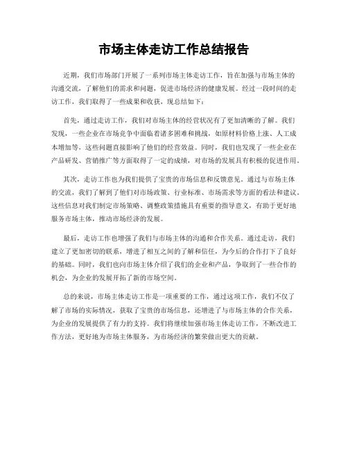 市场主体走访工作总结报告