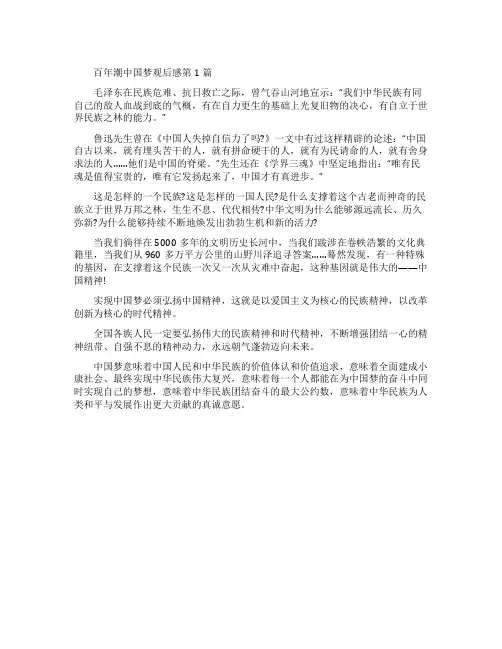 百年潮中国梦观后感汇总
