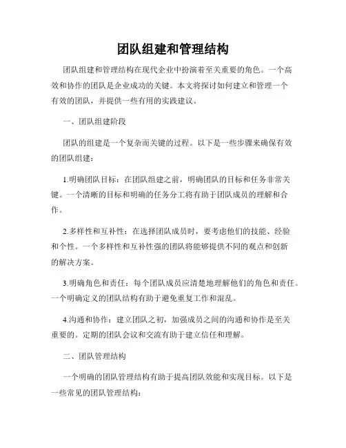 团队组建和管理结构