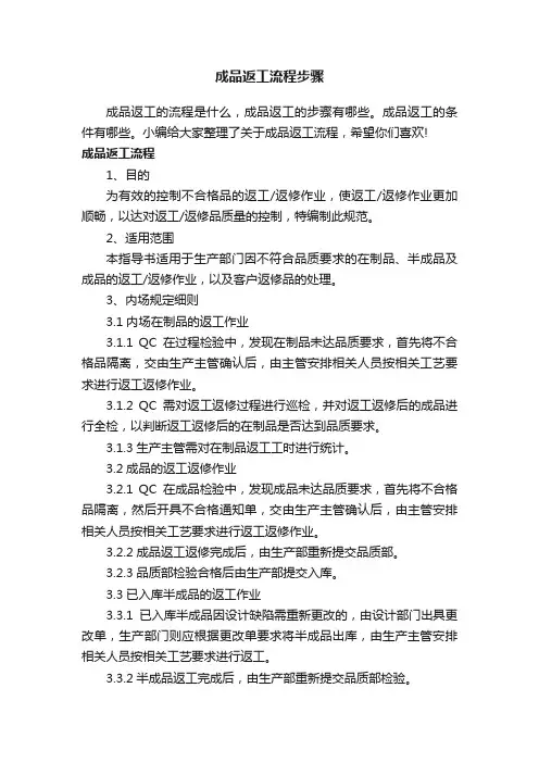成品返工流程步骤