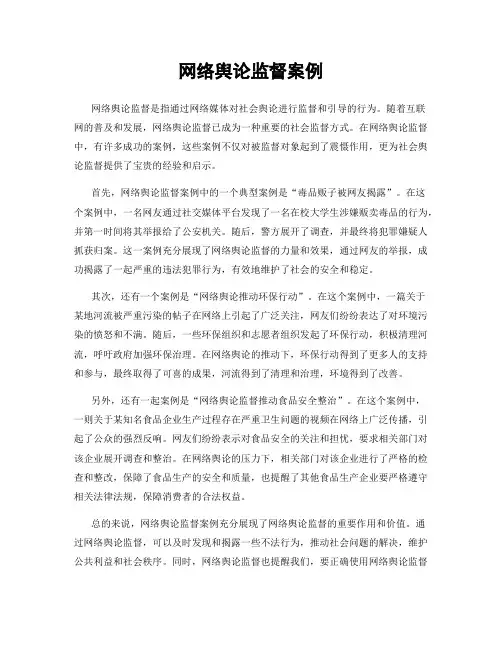 网络舆论监督案例