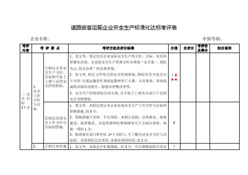 道路旅客运输企业安全标准化考评