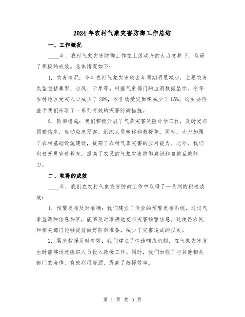 2024年农村气象灾害防御工作总结（2篇）