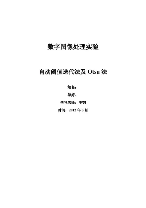 自动阈值迭代法及Otsu法实验报告