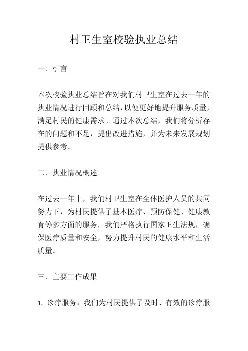 村卫生室校验执业总结