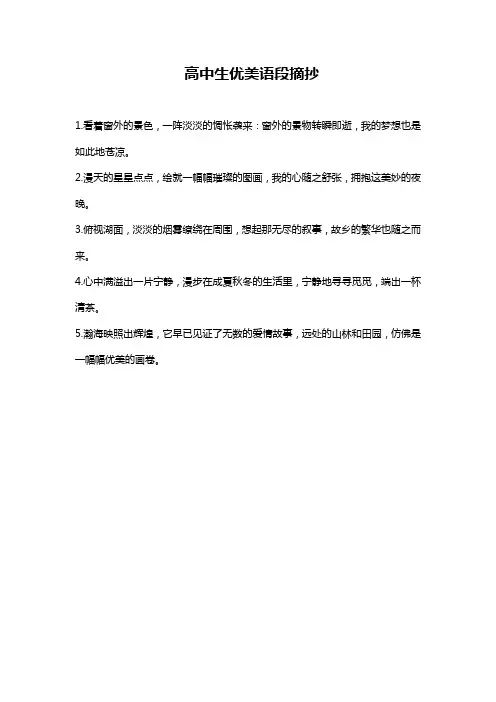 高中生优美语段摘抄