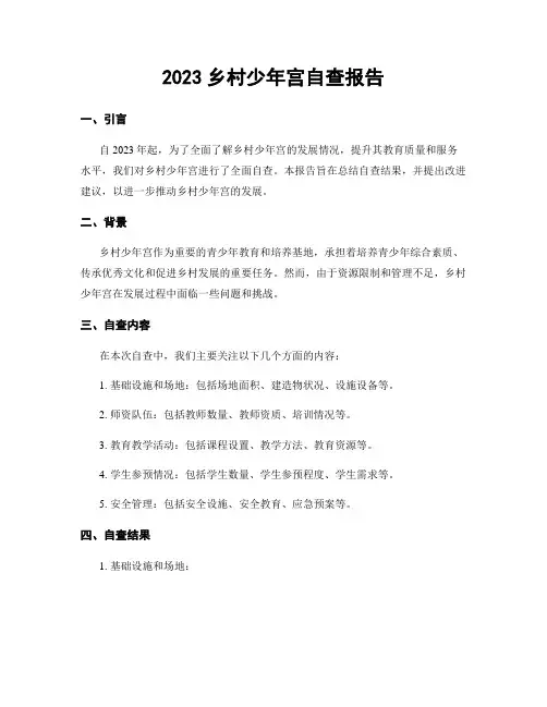 2023乡村少年宫自查报告