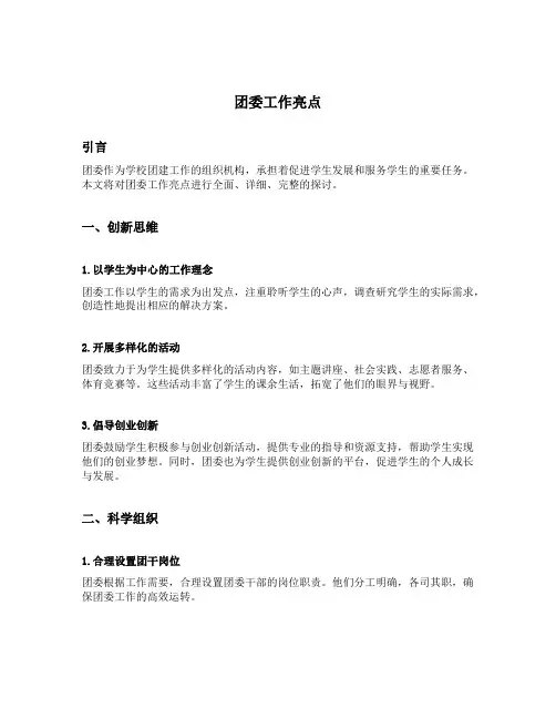 团委工作亮点