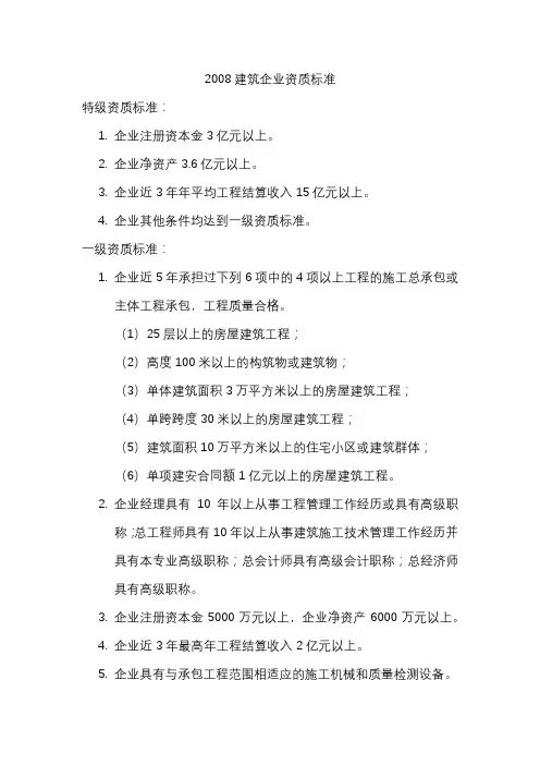 2008建筑企业资质标准