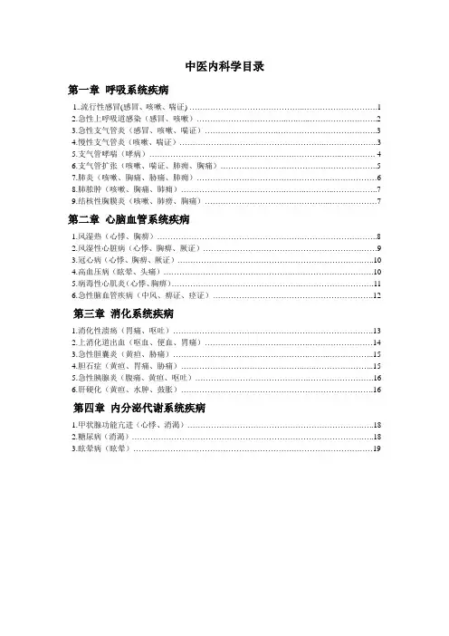 中医内科学目录