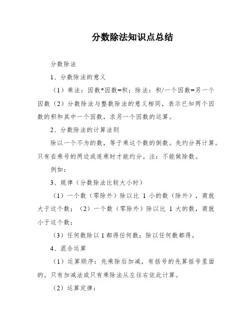 分数除法知识点总结