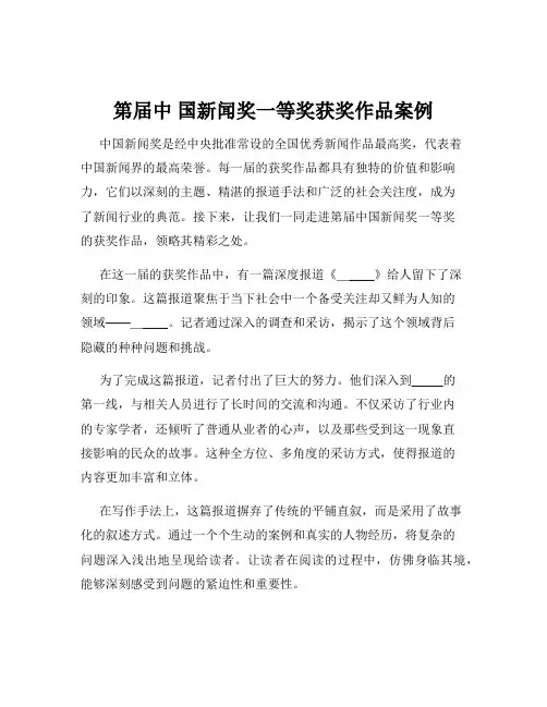 第届中 国新闻奖一等奖获奖作品案例