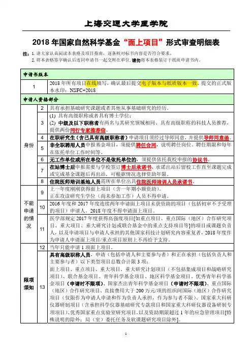 面上项目形式审查明细表