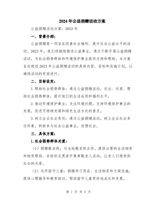 2024年公益捐赠活动方案