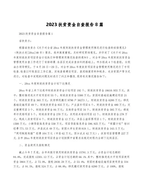 2023扶贫资金自查报告8篇