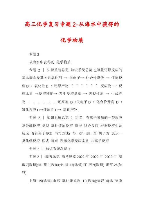 高三化学复习专题2-从海水中获得的化学物质