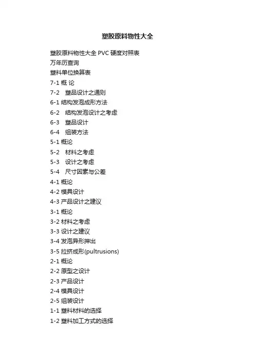 塑胶原料物性大全