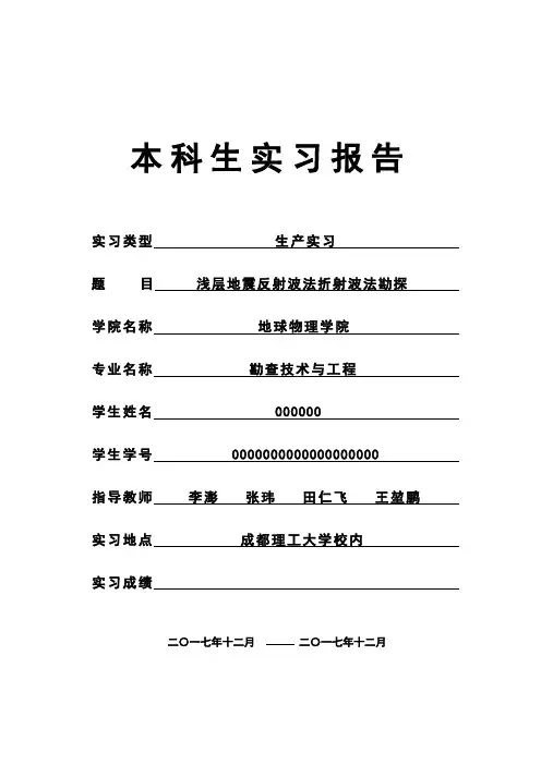 浅层地震反射波法折射波法勘探实习报告