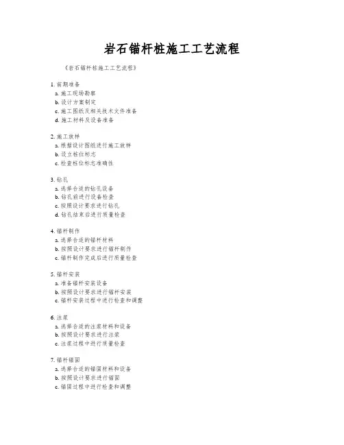 岩石锚杆桩施工工艺流程
