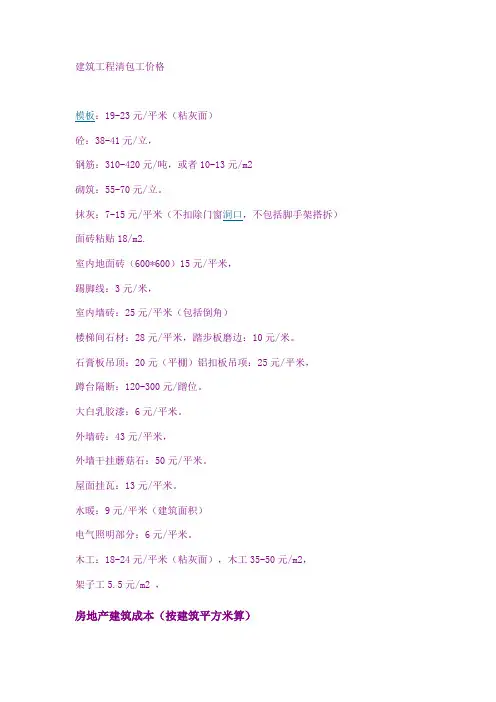 建筑工程清包工价格