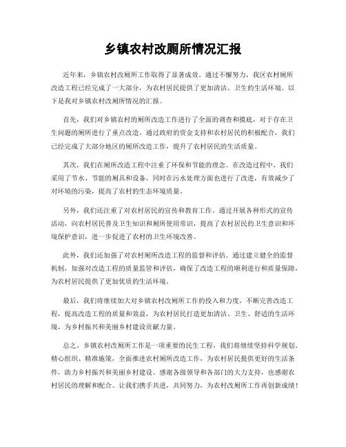 乡镇农村改厕所情况汇报