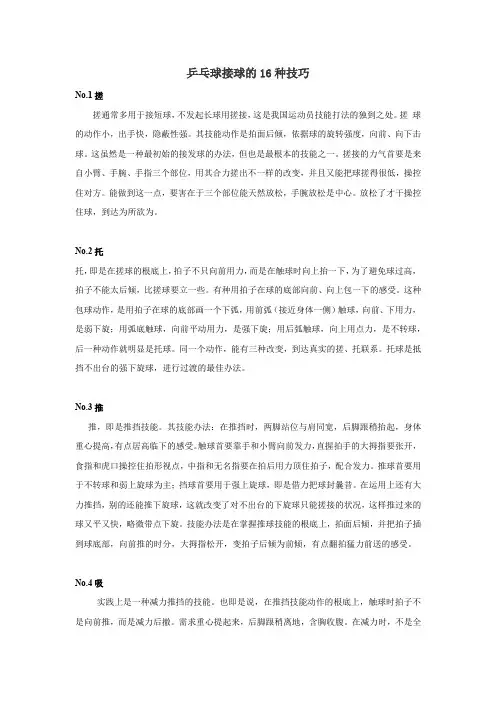 乒乓球接球的16种技巧